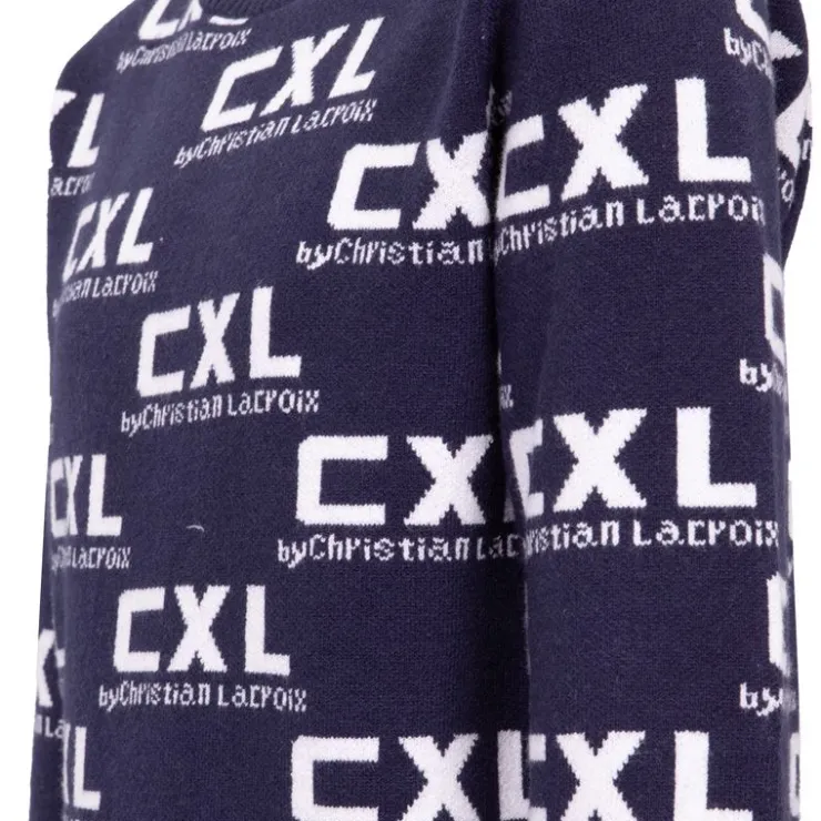 CXL BY CHRISTIAN LACROIX Pull uni manches longues col rond imprimé logo Garçon BLEU FONCE Discount
