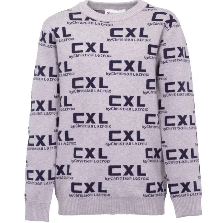 CXL BY CHRISTIAN LACROIX Pull uni manches longues col rond imprimé logo Garçon GRIS Clearance