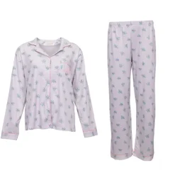 LULU CASTAGNETTE Pyjama fleuri poche brodée Femme GRIS CLAIR Hot