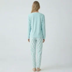 BILL TORNADE Pyjama long velours mot 23172 Femme BLEU CLAIR Best