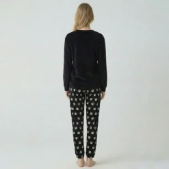 BILL TORNADE Pyjama long velours mot 23172 Femme NOIR Outlet