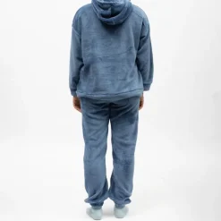 LULU CASTAGNETTE Pyjama polaire à capuche avec broderie Femme BLEU