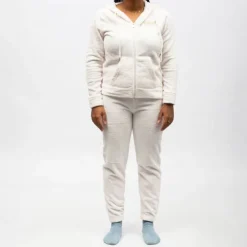 LULU CASTAGNETTE Pyjama polaire à capuche zippé Femme BLANC ECRU