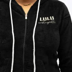 LULU CASTAGNETTE Pyjama polaire à capuche zippé Femme NOIR Discount