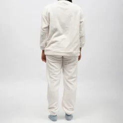 LULU CASTAGNETTE Pyjama polaire doux col rond pantalon regular Femme BLANC ECRU New