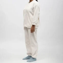 LULU CASTAGNETTE Pyjama polaire doux col rond pantalon regular Femme BLANC ECRU New