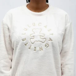 LULU CASTAGNETTE Pyjama polaire doux col rond pantalon regular Femme BLANC ECRU New