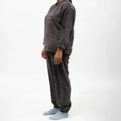 LULU CASTAGNETTE Pyjama polaire doux col rond pantalon regular Femme GRIS FONCE Sale