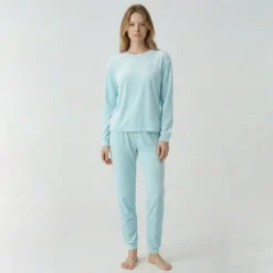 BILL TORNADE Pyjama velours logo 27163 Femme BLEU CLAIR Sale