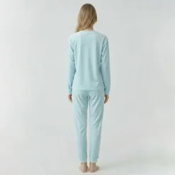 BILL TORNADE Pyjama velours logo 27163 Femme BLEU CLAIR Sale