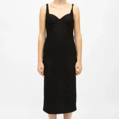 LA PETITE ETOILE Robe à bretelles midi décolleté ruken avec fente Femme NOIR Discount