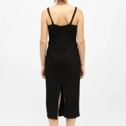 LA PETITE ETOILE Robe à bretelles midi décolleté ruken avec fente Femme NOIR Discount