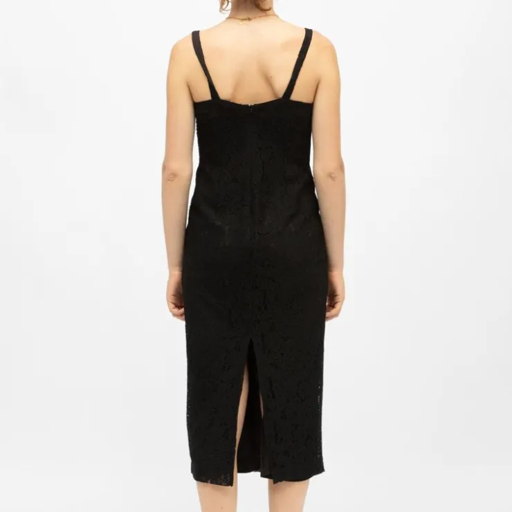 LA PETITE ETOILE Robe à bretelles midi décolleté ruken avec fente Femme NOIR Discount