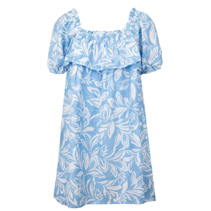 LA PETITE ETOILE Robe bicolore courte col élastique bleu Rociel manches courtes Femme BLEU CIEL New