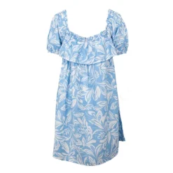 LA PETITE ETOILE Robe bicolore courte col élastique bleu Rociel manches courtes Femme BLEU CIEL New