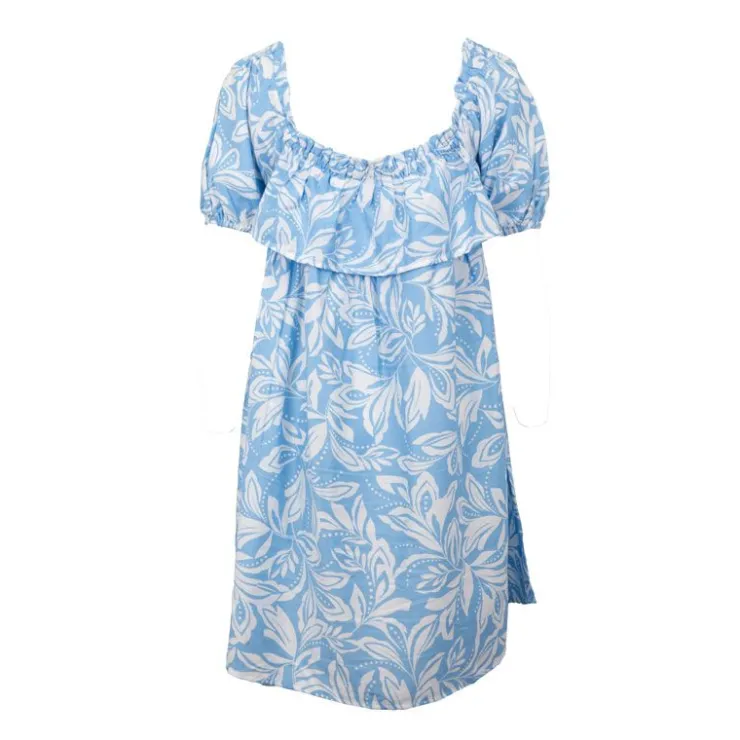 LA PETITE ETOILE Robe bicolore courte col élastique bleu Rociel manches courtes Femme BLEU CIEL New