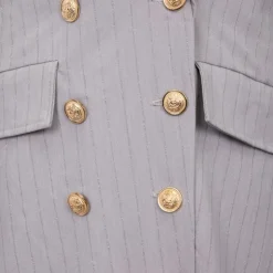 HOLLY AND JOEY Robe blazer longue à rayures Femme GRIS CLAIR New