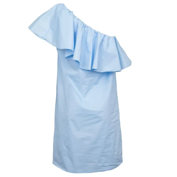 LA PETITE ETOILE Robe bleu courte asymétrique à volants rimel Femme BLEU CLAIR New