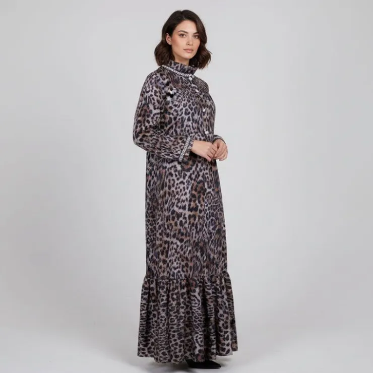 HOLLY AND JOEY Robe boutons bijoux imprimé léopard Viva Femme MARRON Outlet