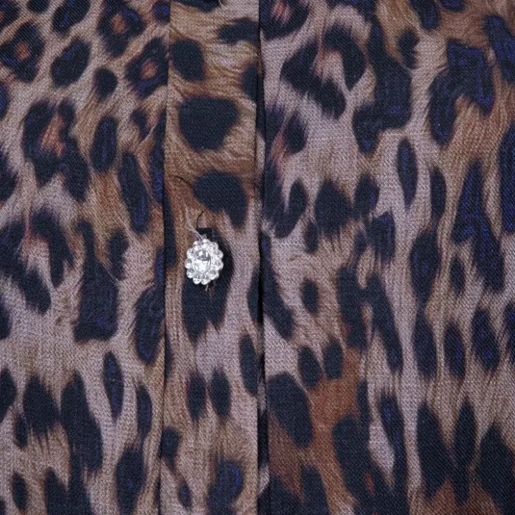 HOLLY AND JOEY Robe boutons bijoux imprimé léopard Viva Femme MARRON Outlet