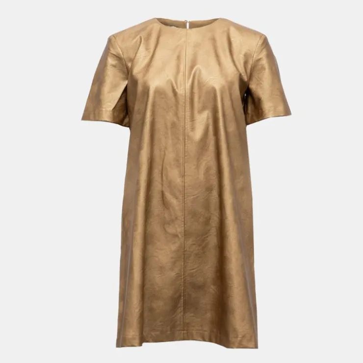 PLEASE Robe cammello doré manches courtes Femme MARRON CLAIR