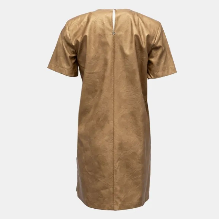 PLEASE Robe cammello doré manches courtes Femme MARRON CLAIR