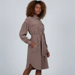 IMPERIAL Robe chemise à clips avec ceinture nocciola Femme MARRON CLAIR Best