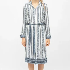 LA PETITE ETOILE Robe chemise avec ceinture motif frise ramia Femme BLANC New