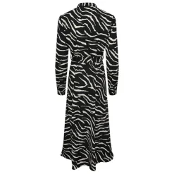 PIECES Robe chemise longues imprimé animalier blanc et Femme NOIR Discount