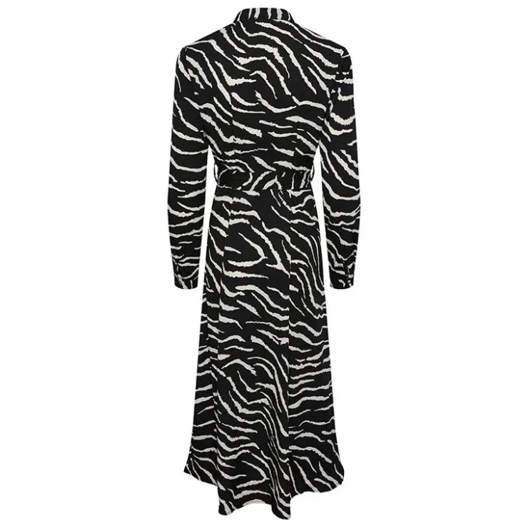 PIECES Robe chemise longues imprimé animalier blanc et Femme NOIR Discount