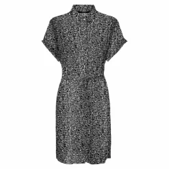 VERO MODA Robe chemise manches courtes imprimée Femme NOIR New