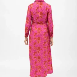 LA PETITE ETOILE Robe chemise marron à fleurs s longue avec ceinture romane Femme ROSE Clearance