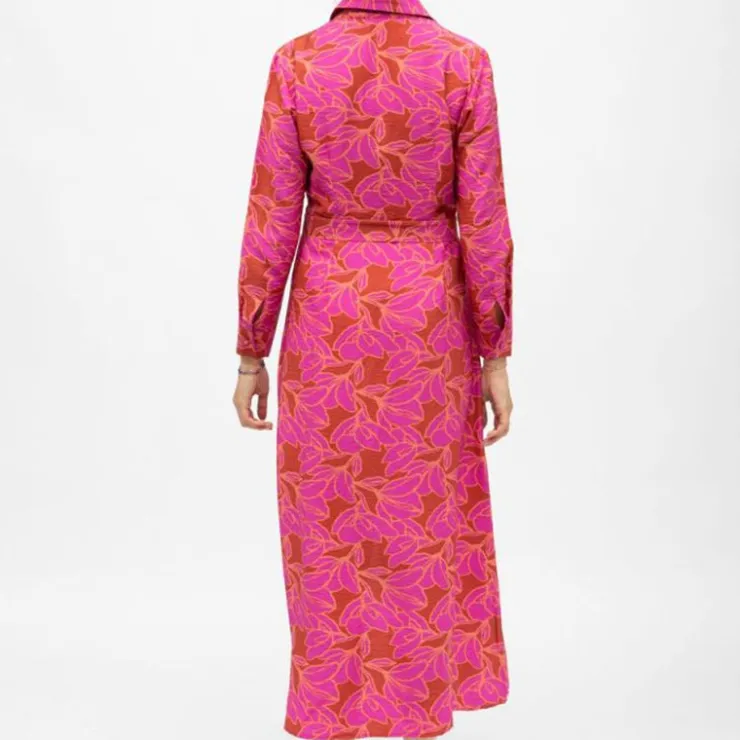 LA PETITE ETOILE Robe chemise marron à fleurs s longue avec ceinture romane Femme ROSE Clearance