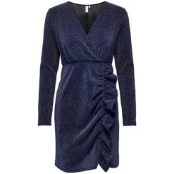 ONLY Robe col V à volant irisée Femme BLEU FONCE Sale