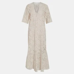 VILA Robe col v longue Nalina 3/4 Rosewater Femme ROSE CLAIR Discount