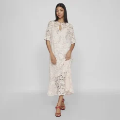 VILA Robe col v longue Nalina 3/4 Rosewater Femme ROSE CLAIR Discount