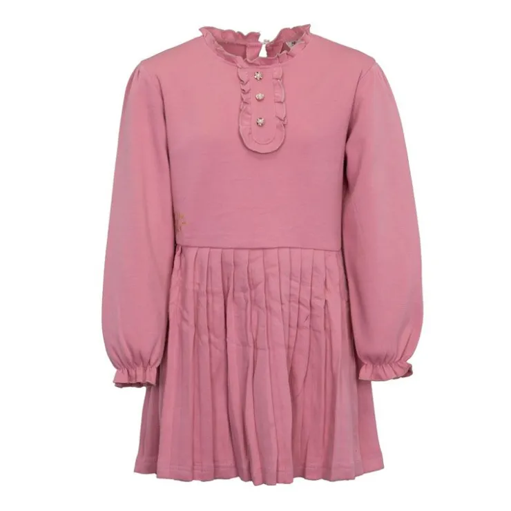 CXL BY CHRISTIAN LACROIX Robe coton plissée boutons bijoux manches à volants fille Enfant ROSE Clearance