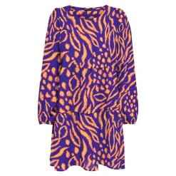 ONLY Robe courte droite col rond imprimée et orange Femme BLEU Hot