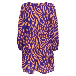 ONLY Robe courte droite col rond imprimée et orange Femme BLEU Hot