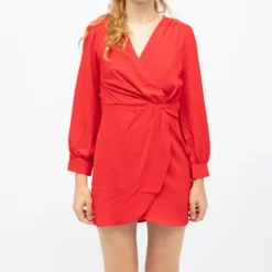 LA PETITE ETOILE Robe courte effet croisé rachel Femme ROUGE