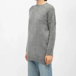 LA PETITE ETOILE Robe courte en maille maelle col rond Femme GRIS Hot