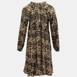 DEELUXE 74 Robe courte imprimée col V à volants Femme MARRON CLAIR Hot