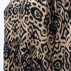 DEELUXE 74 Robe courte imprimée col V à volants Femme MARRON CLAIR Hot