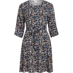 VILA Robe courte manches 3/4 imprimée floral Femme NOIR Discount