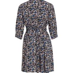 VILA Robe courte manches 3/4 imprimée floral Femme NOIR Discount