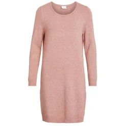 VILA Robe courte manches longues en fine maille Femme ROSE CLAIR