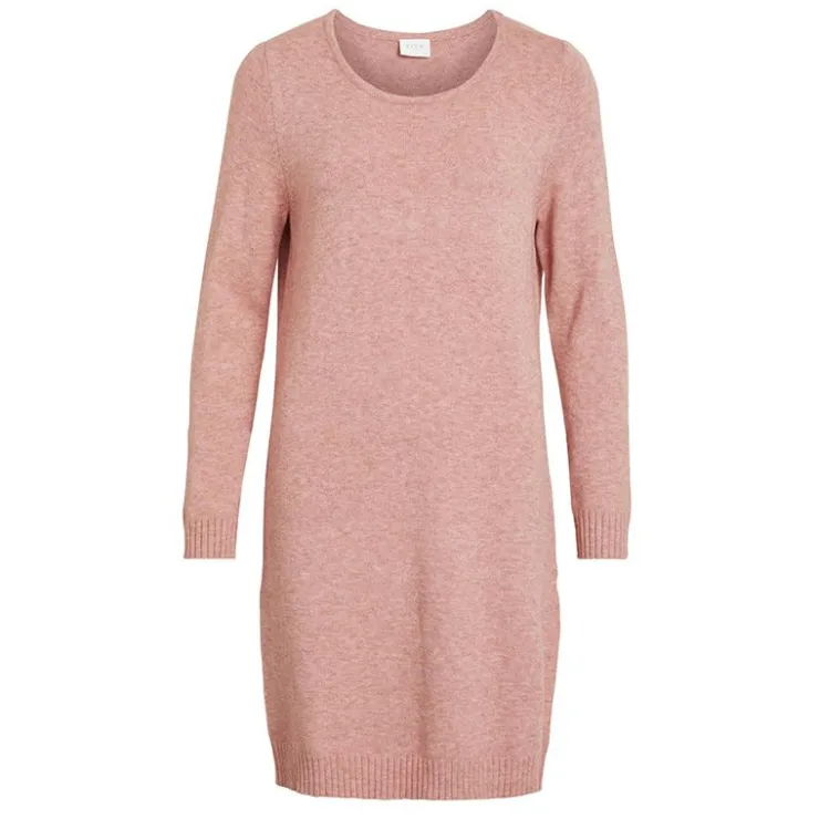 VILA Robe courte manches longues en fine maille Femme ROSE CLAIR