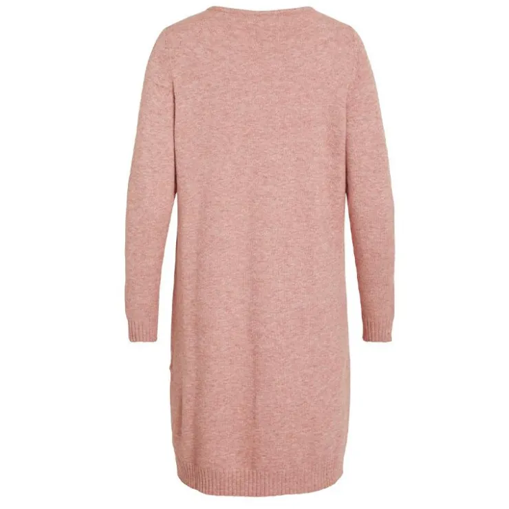 VILA Robe courte manches longues en fine maille Femme ROSE CLAIR