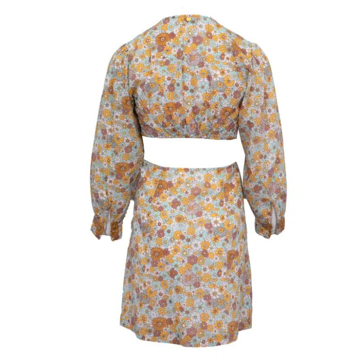 ANTIK BATIK Robe courte marty décolletée fleuri à nouer Femme BLEU Clearance