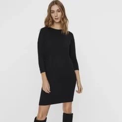 VERO MODA Robe courte e droite zip au dos Femme NOIR